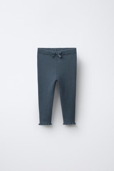 KNIT LEGGINGS WITH BOW - Petrol blue by Zara