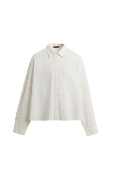 CAMISA BOXY FIT LAVADA - Blanco de Zara