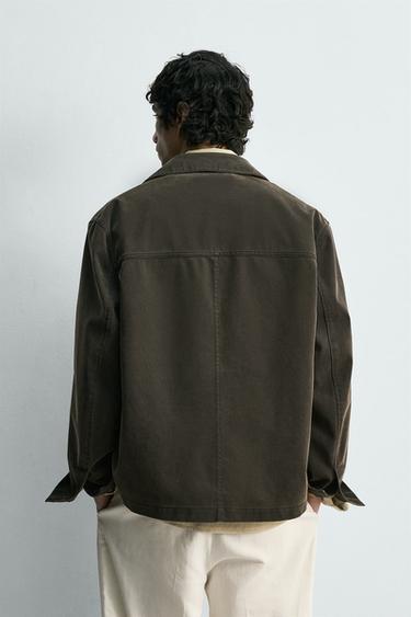 BLOUSON COUPE BOXY DÉLAVÉ - Marron de Zara - Image 2