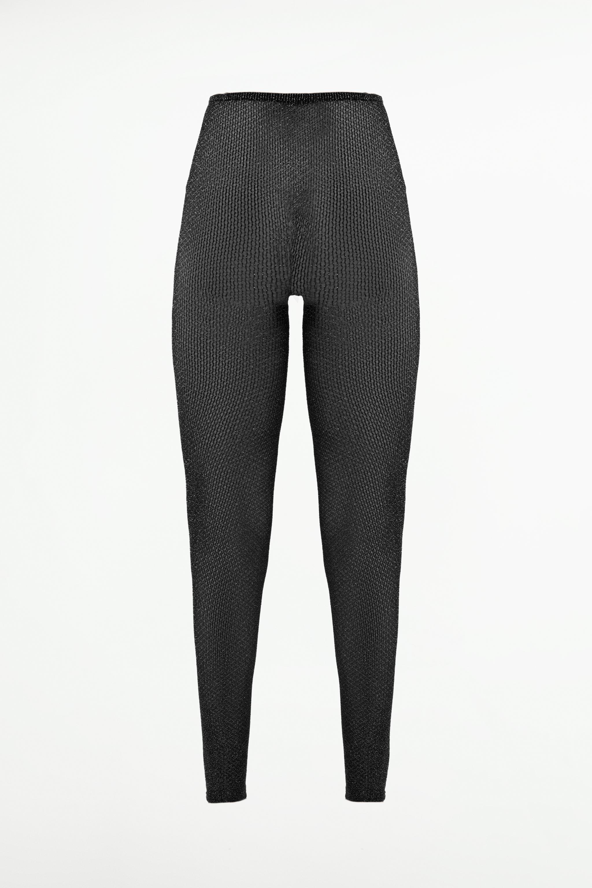 SEAMLESS MESH LEGGINGS WITH METALLIC THREAD