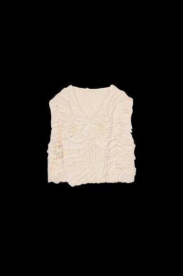TEXTURED DOUBLE-BREASTED WAISTCOAT X FANGLU LIN - Ecru by Zara