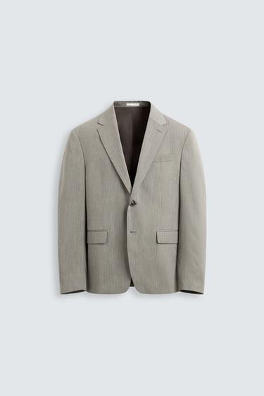 HERRINGBONE SUIT BLAZER - Brown / Taupe by Zara