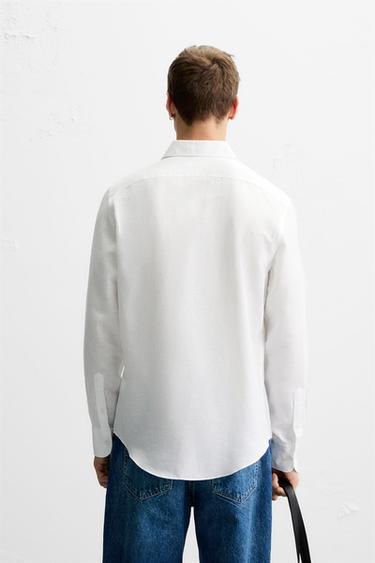 CHEMISE EN COTON ET LIN - Blanc de Zara - Image 2