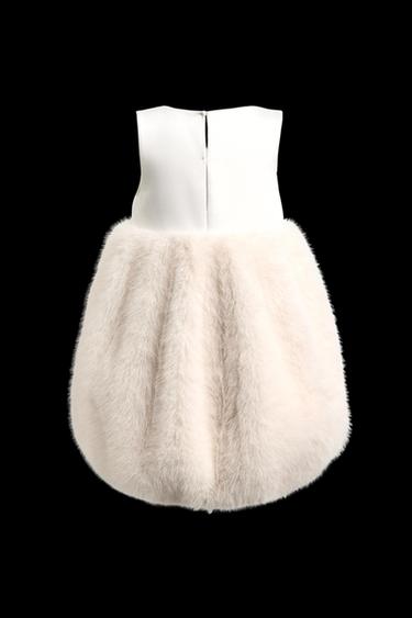 FAUX FUR EFFECT CONTRAST MINI DRESS HARRY LAMBERT FOR ZARA X DISNEY - Ecru by Zara