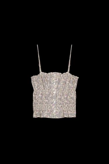 Zara FLORAL PRINT TOP - Lilac / White - Image 0