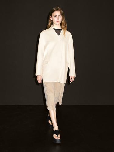 Zara Wool blend high neck coat - Ecru