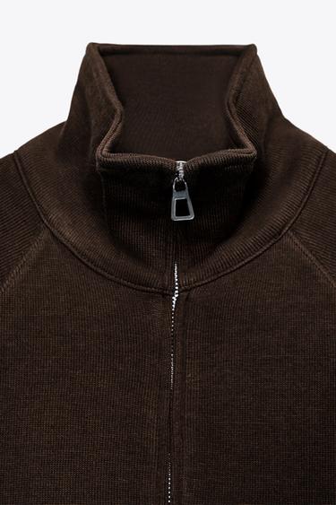 SOFT ZIP-UP SWEATSHIRT - Chocolate by Zara - Image 6