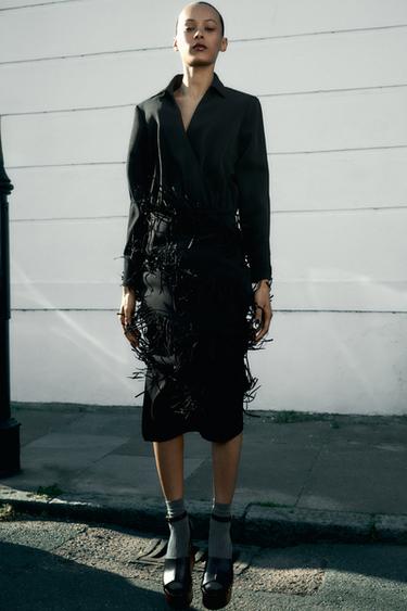FRINGED COMBINATION DRESS ZW COLLECTION - Black by Zara - Image 0