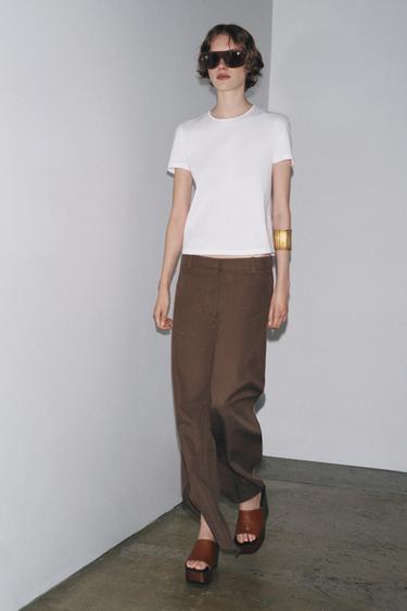 PANTALÓN ANCHO ABERTURAS ZW COLLECTION - Marrón de Zara - Imagen 0