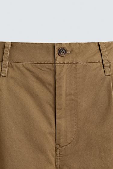 PANTALON CHINO COUPE DÉCONTRACTÉE À PLIS - Marron clair de Zara - Image 8