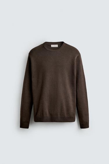 TEXTURED COTTON JUMPER - Chocolate by Zara