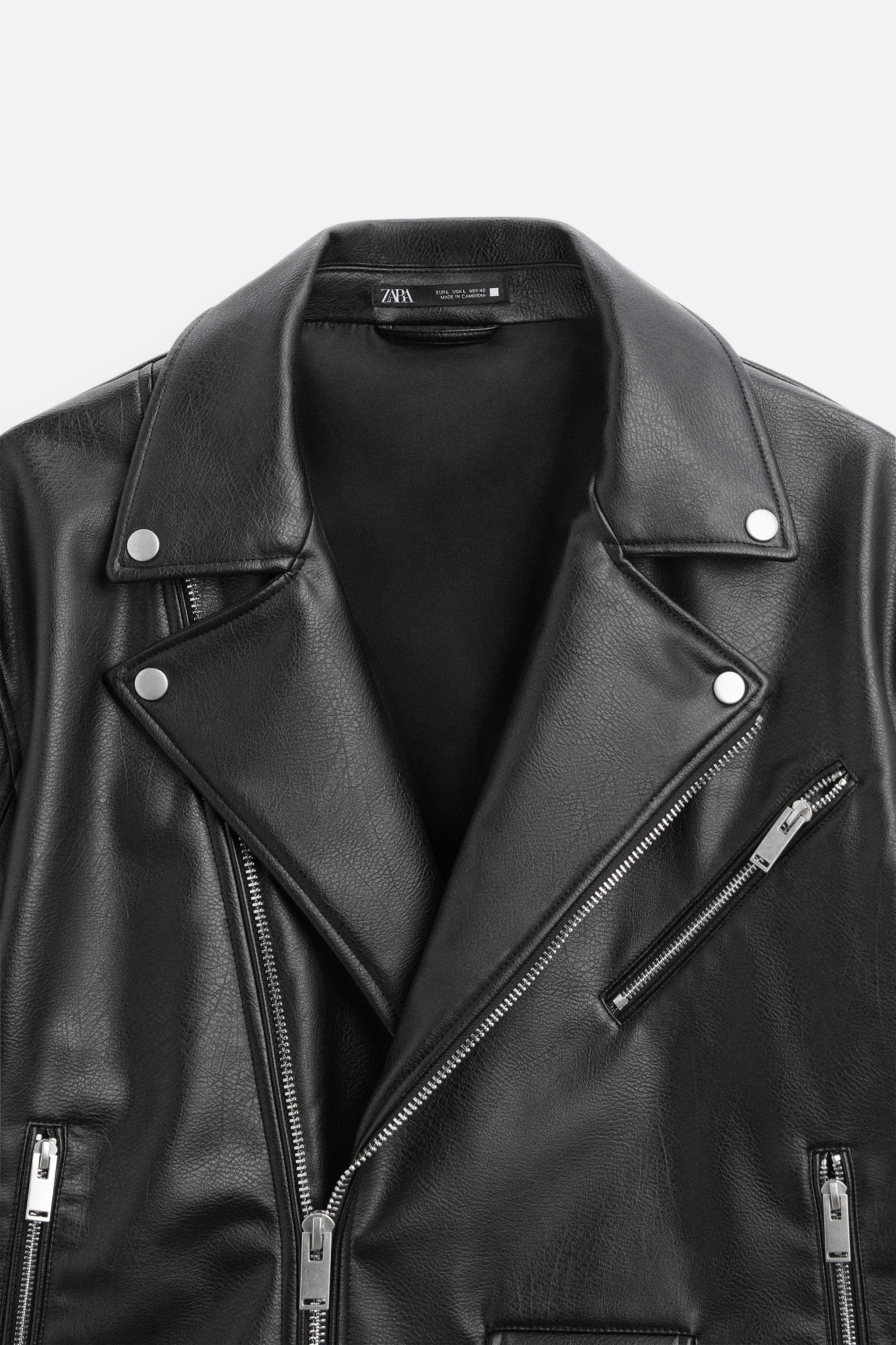 Leather Jacket Men Biker Imbottito Zara Giubbotto Biker Chiodo Con