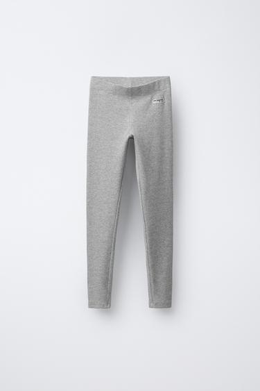 RIBBED LEGGINGS WITH LABEL - Grey marl by Zara - Image 0