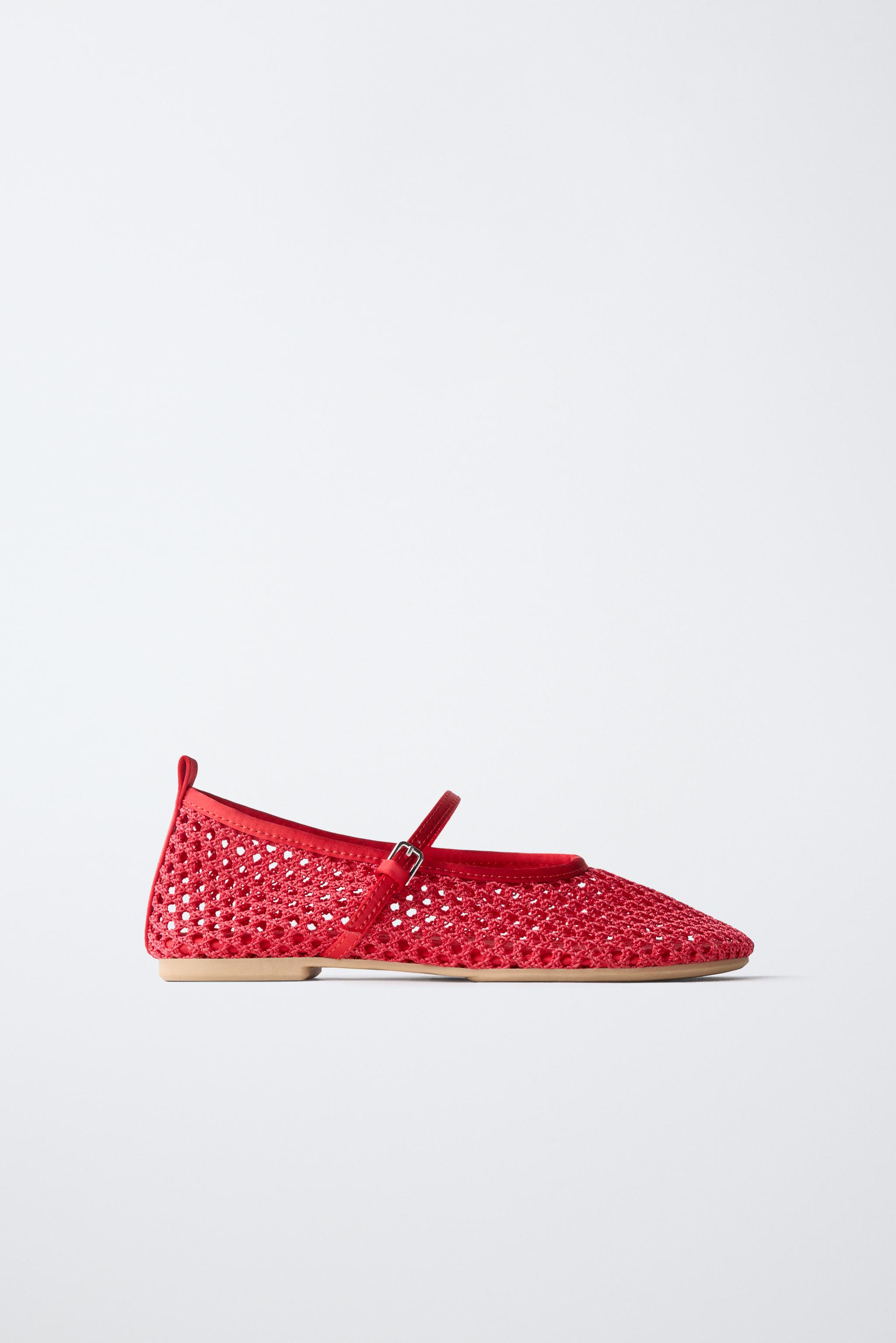 MESH BALLET FLATS — Red
