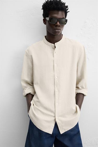 COTTON - LINEN SHIRT - Light beige by Zara
