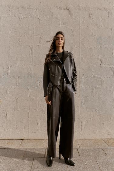 Zaras BIKERJACKA I SKINNIMITATION - Brun