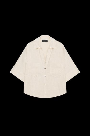CAMISA CROPPED CON LINO - Arena de Zara - Imagen 0