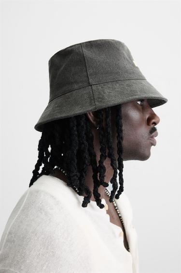 CHAPEAU BOB BRODÉ CONTRASTE - Noir de Zara - Image 1