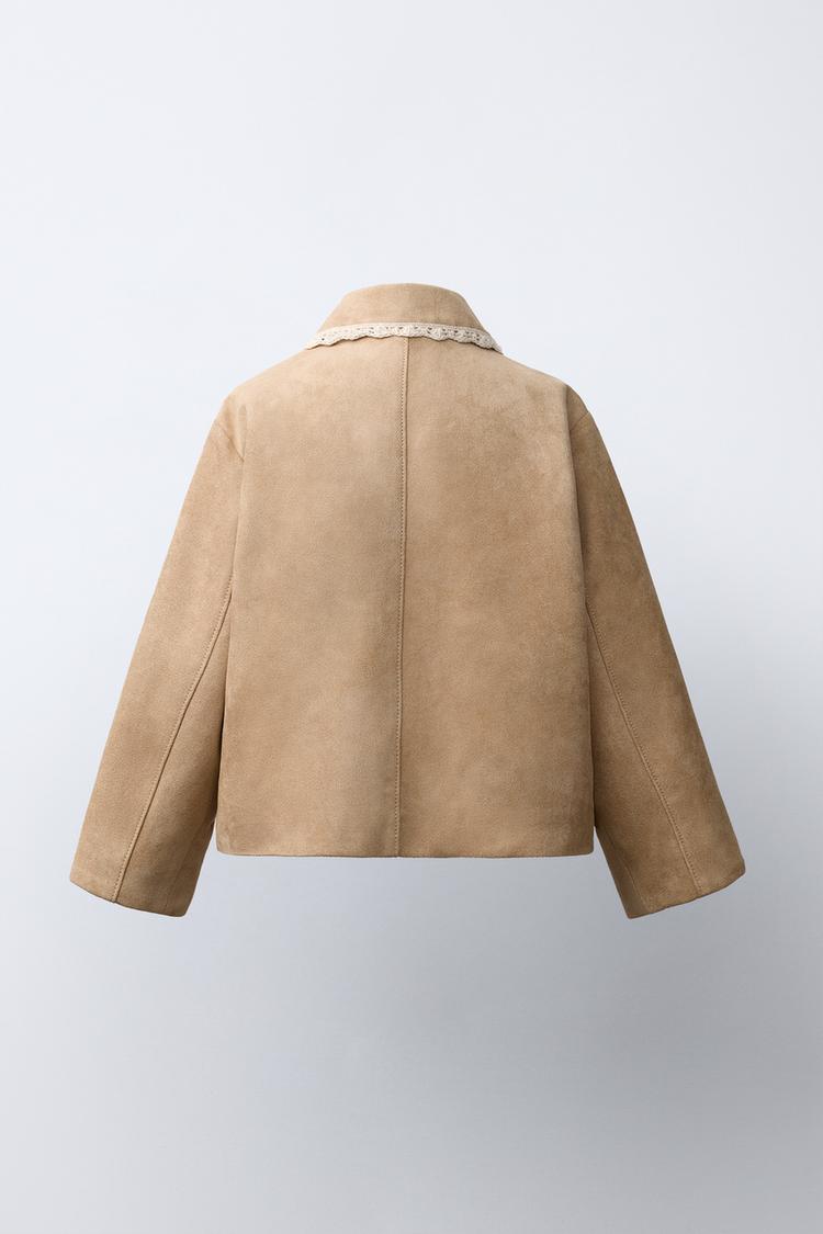 Chaqueta de ante sintético y encaje 5