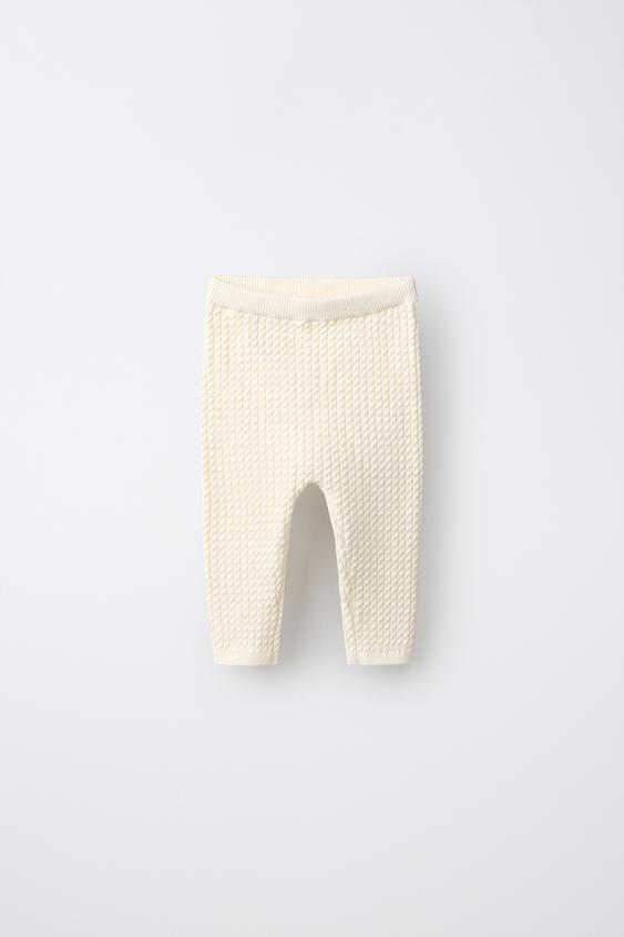 MINI CABLE-KNIT LEGGINGS - Ecru by Zara - Image 0