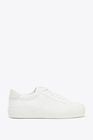 Zara SNEAKERS WITH TOPSTITCHING DETAIL - White