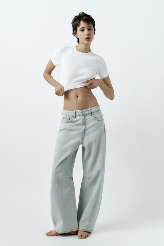 CUT OUT RELAXED MID WAIST TRF JEANS - White