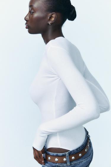 COTTON MODAL BODYSUIT - White by Zara