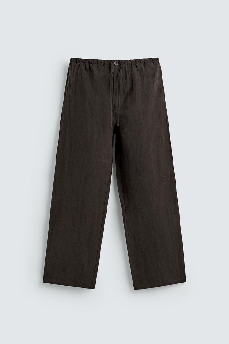 ZARA 100% LINEN RELAXED FIT TROUSERS