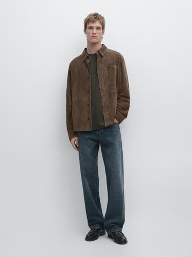 Zara Suede leather overshirt - Cobalt