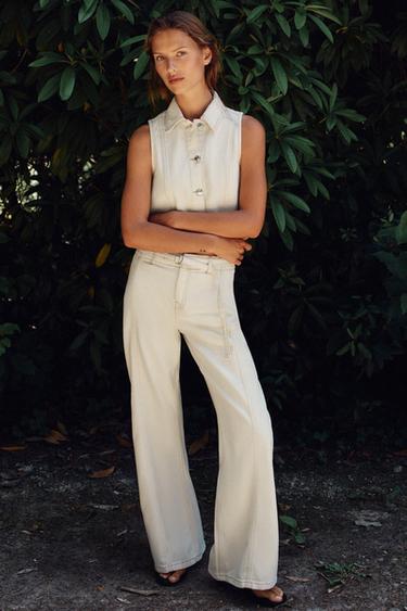 Z1975 SHORT DENIM WAISTCOAT - Ecru by Zara - Image 5