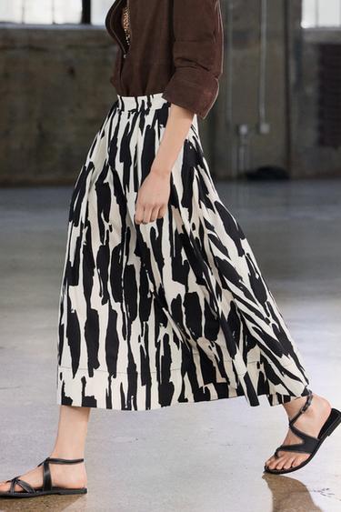 ZW COLLECTION PRINTED MIDI SKIRT - Black / White by Zara