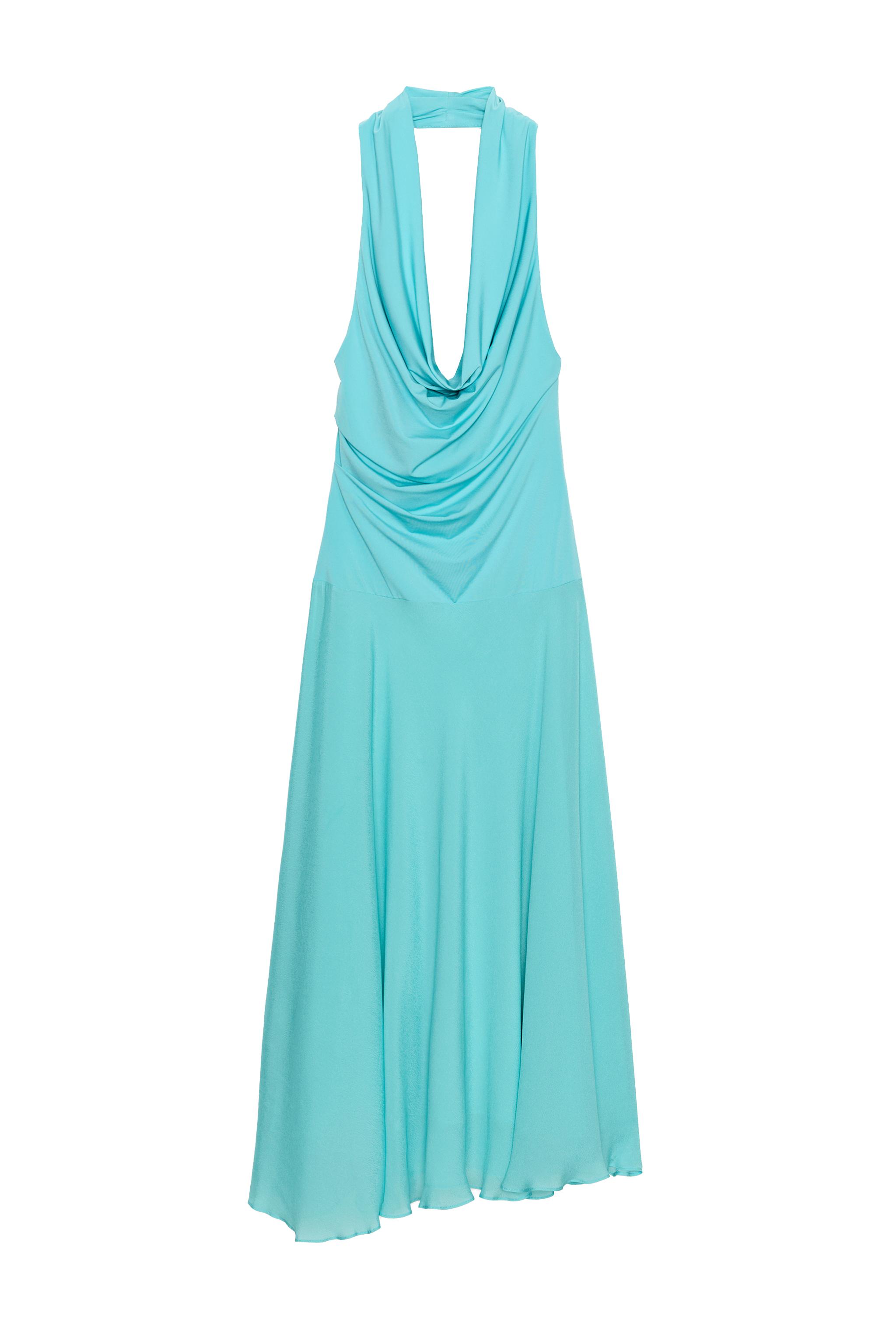 COMBINATION HALTER MIDI DRESS - Turquoise | ZARA United States