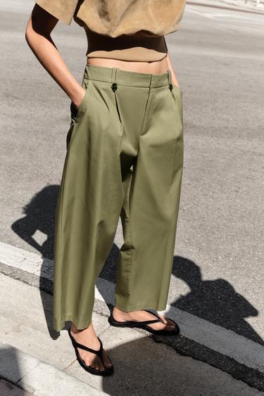 STRAIGHT-LEG CHINO TROUSERS - Khaki by Zara
