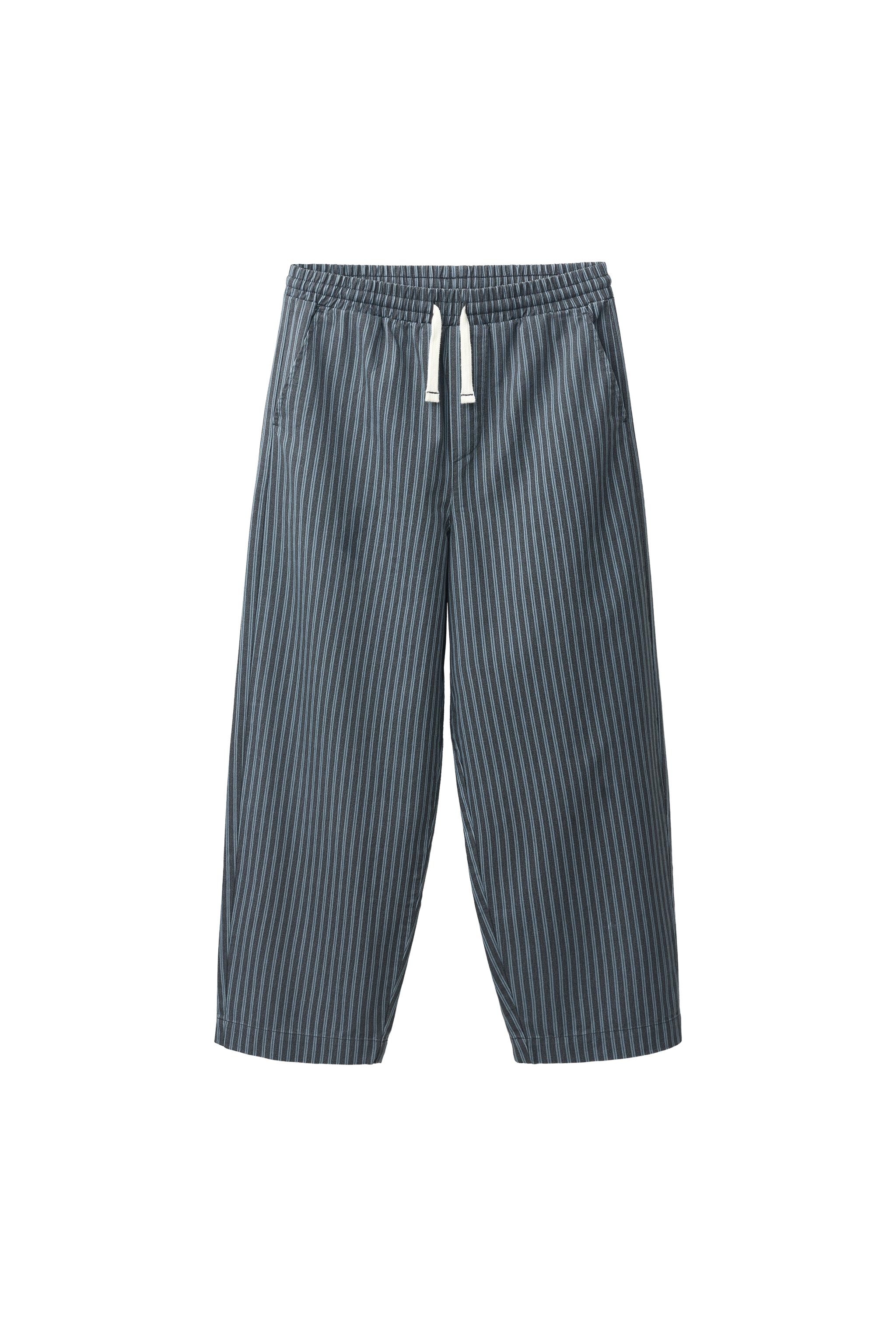 STRIPED BAGGY TROUSERS - Mid-blue | ZARA Singapore
