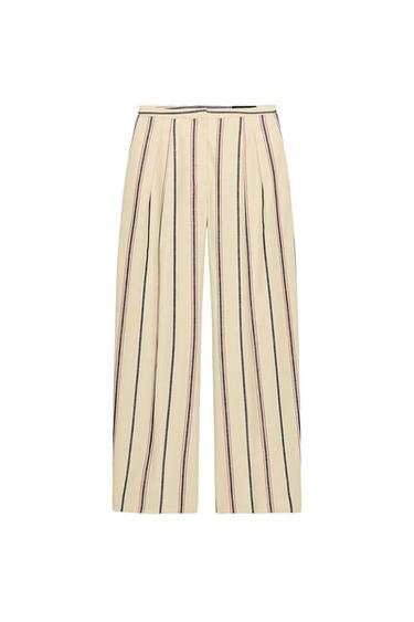 ZW COLLECTION STRIPED PLEATED TROUSERS - Beige by Zara