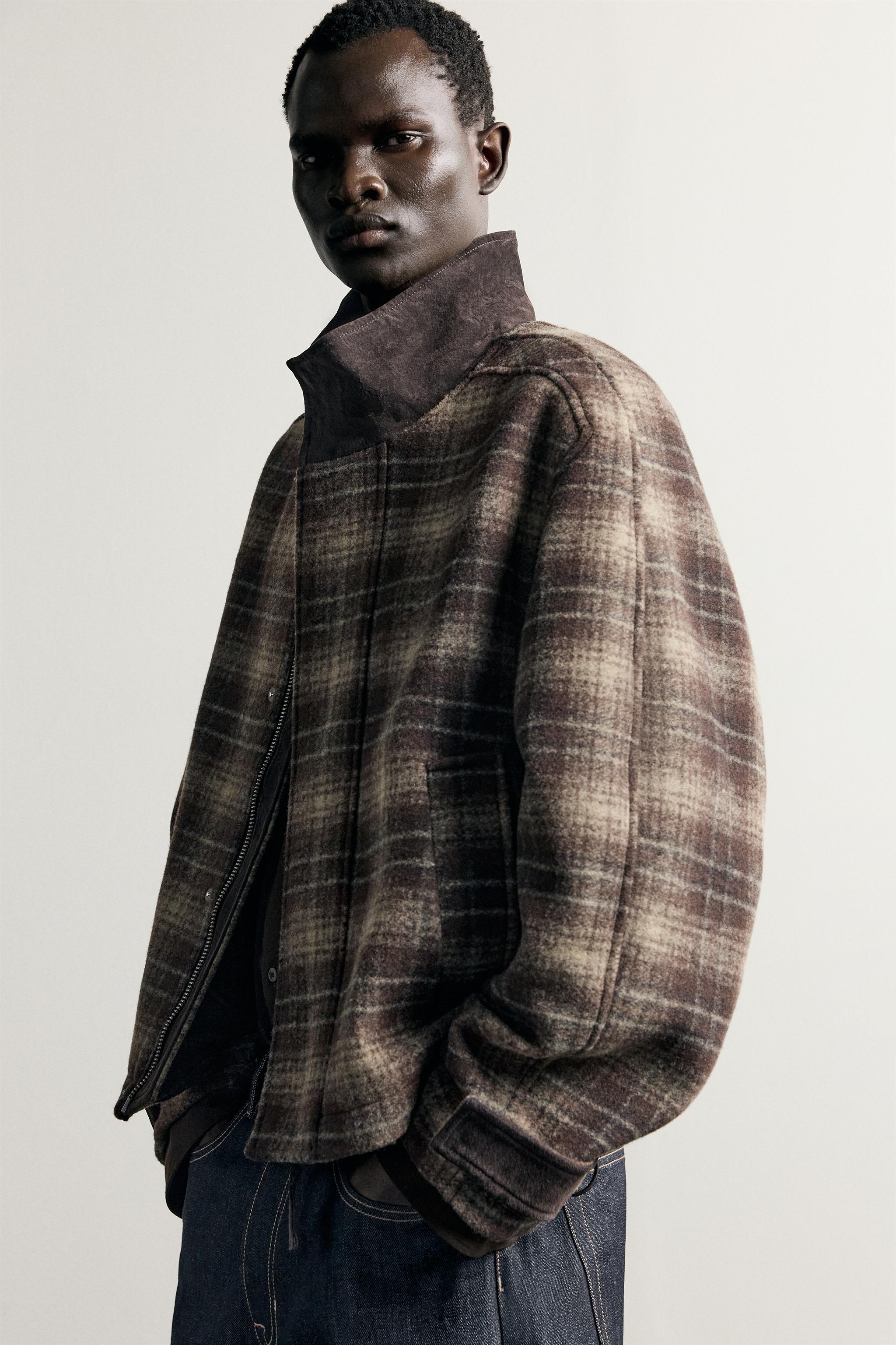 BLOUSON RELAXED FIT À CARREAUX CONTRASTE