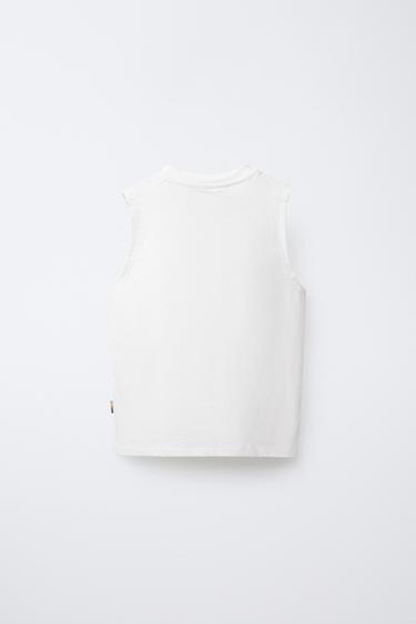 T-SHIRT UNI SANS MANCHES ÉTIQUETTE - Blanc de Zara - Image 2