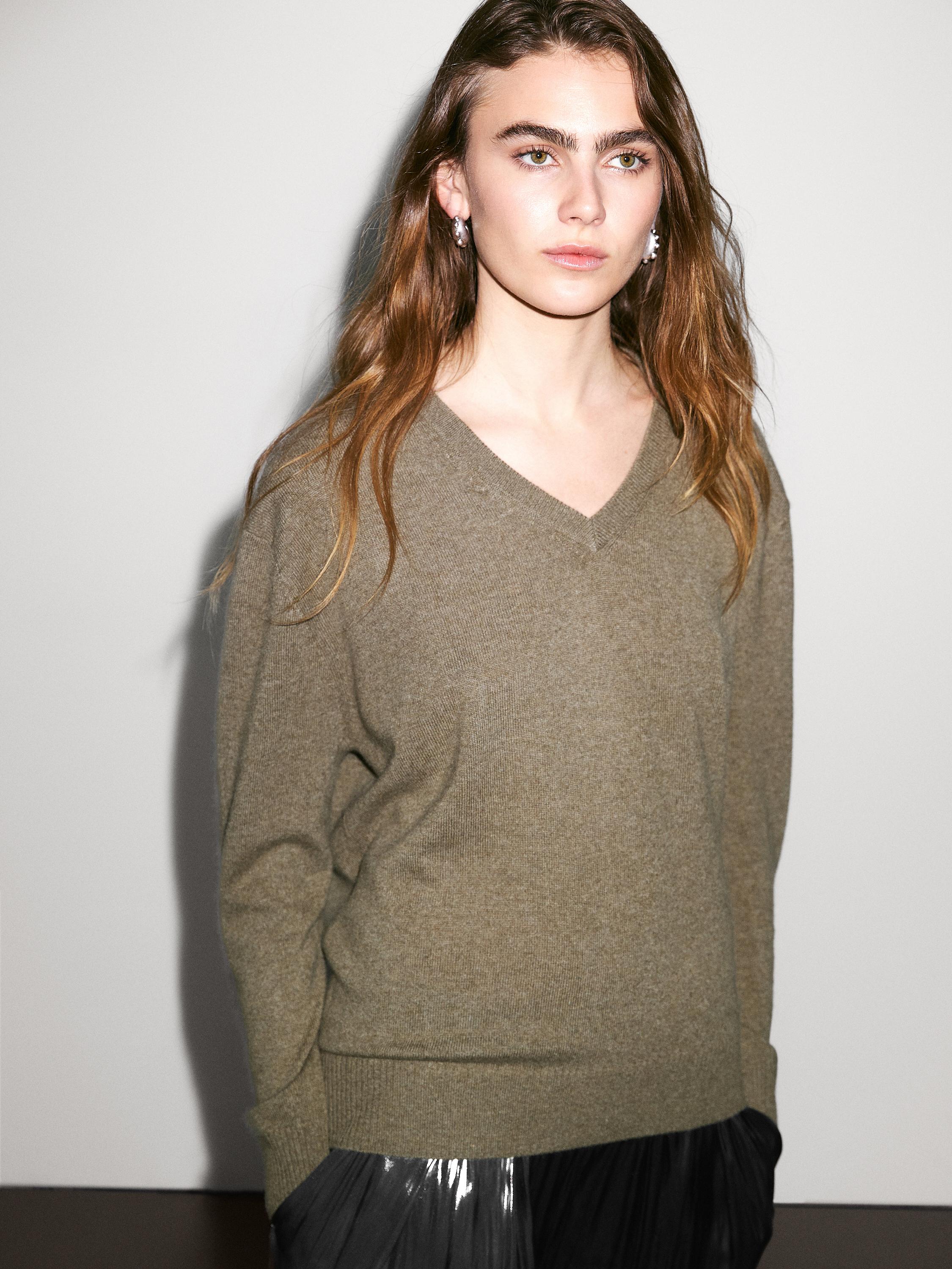 Pull en maille 100 % cachemire à col V