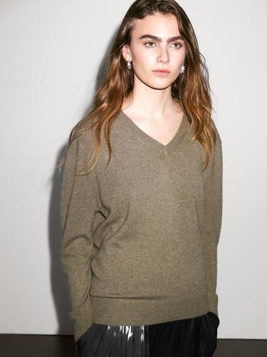 Jersey punto cuello pico 100% cashmere -  de Zara - Imagen 0