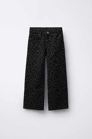 JEAN LARGE ANIMAL PRINT FLOCK - Noir de Zara - Image 0