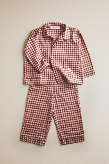 KARIERTER KINDER-PYJAMA AUS FLANELL - Rosa von Zara