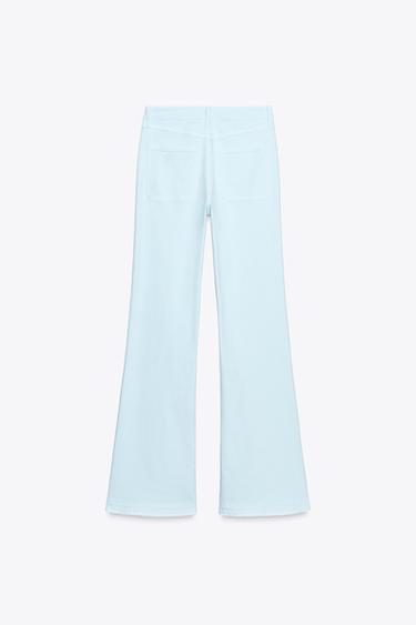 Z1975 HIGH-WAIST FLARE JEANS WITH BUTTONS - Pastel blue by Zara - Image 8