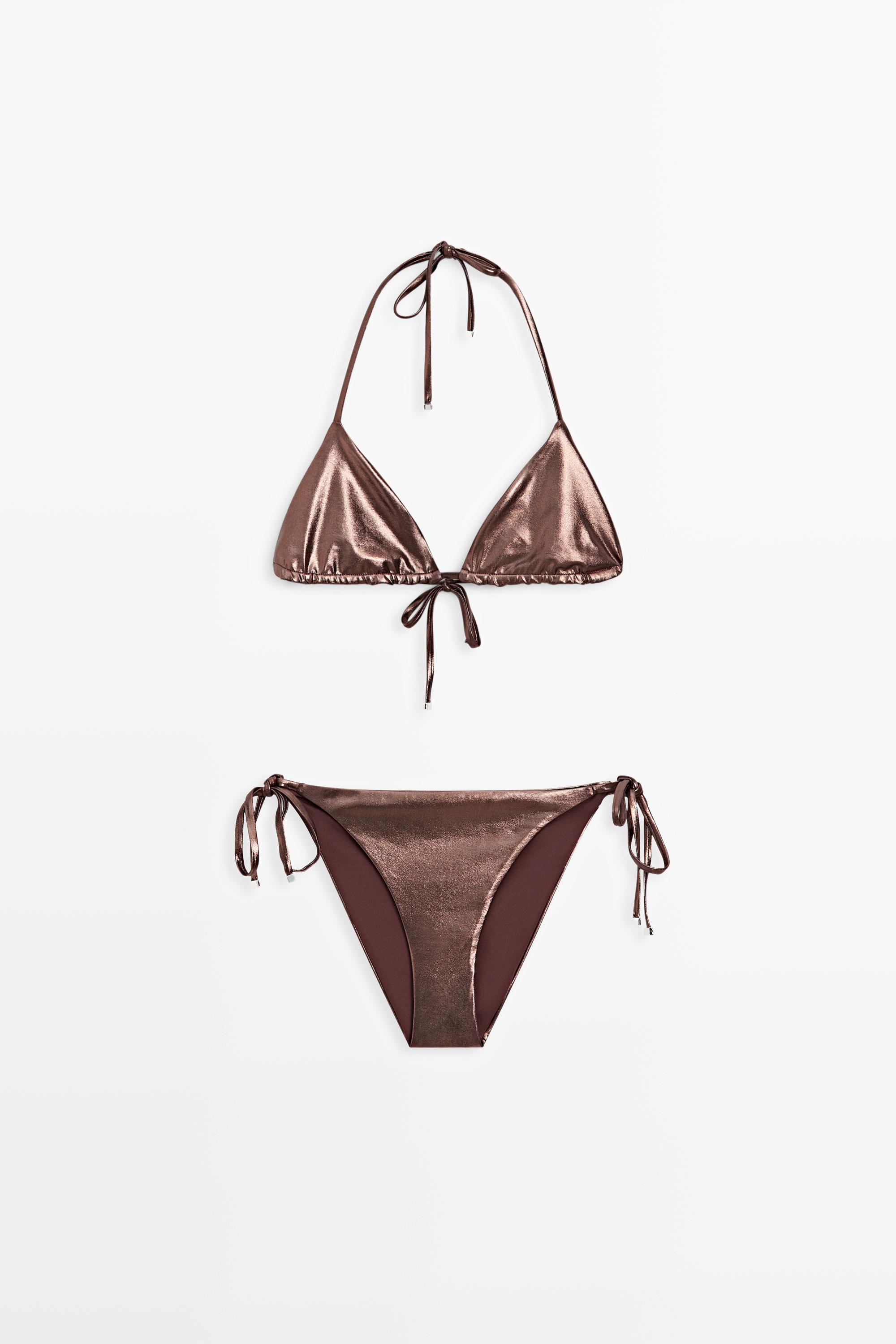 Ensemble bikini triangle métallisé