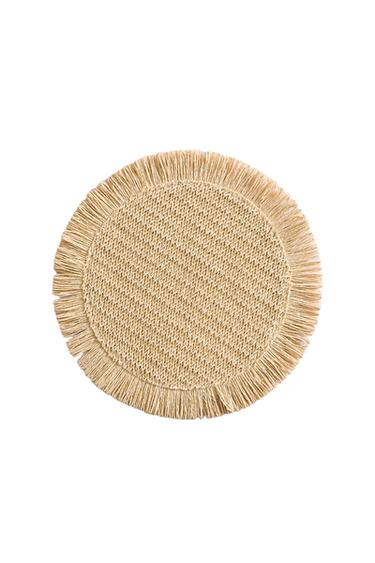 Zara FRINGED PAPER PLACEMAT (PACK OF 2) - Light beige