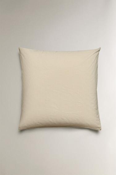 STRIPED SEERSUCKER COTTON PILLOWCASE - Beige by Zara - Image 1