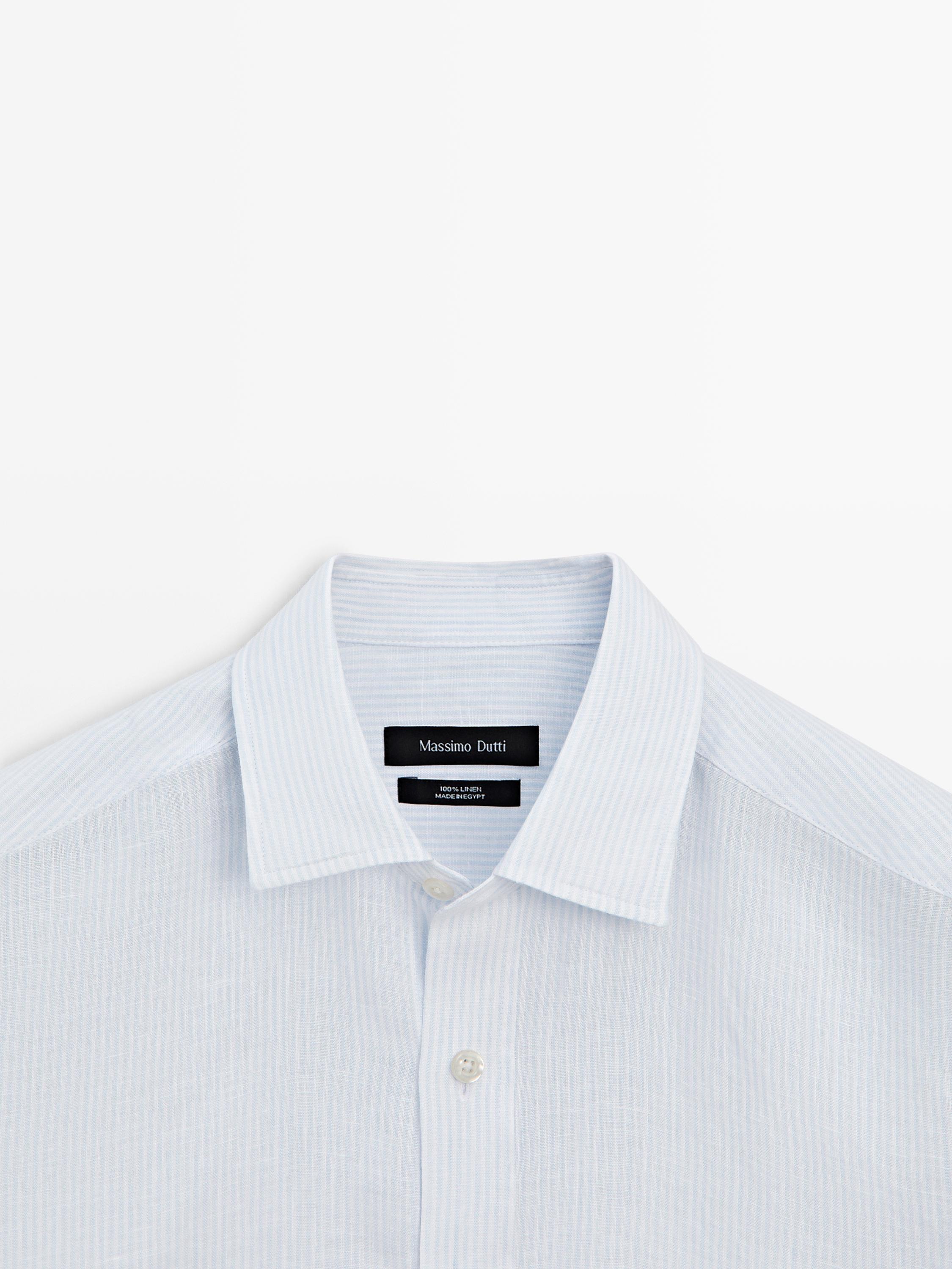 Chemise slim à rayures en lin