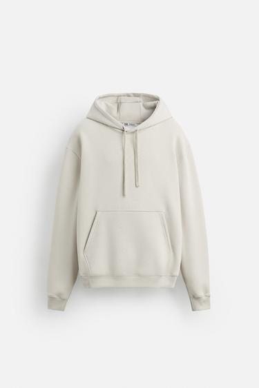 Zara BASIC HOODIE SWEATSHIRT - Ice