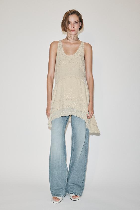 VESTIDO CORTO JACQUARD ZW COLLECTION - Crudo / Beige de Zara - Imagen 0