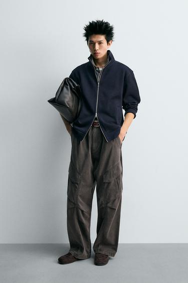 Zara 羅紋互鎖夾克 - 海藍色