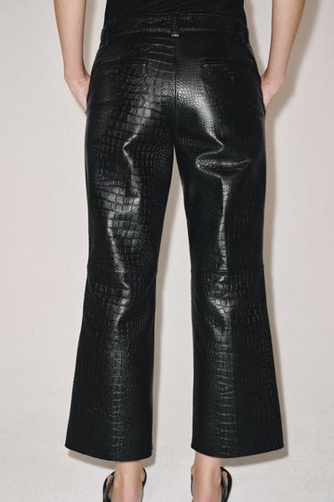 ZW COLLECTION LIMITED EDITION CROC LEATHER TROUSERS - Black by Zara - Image 6